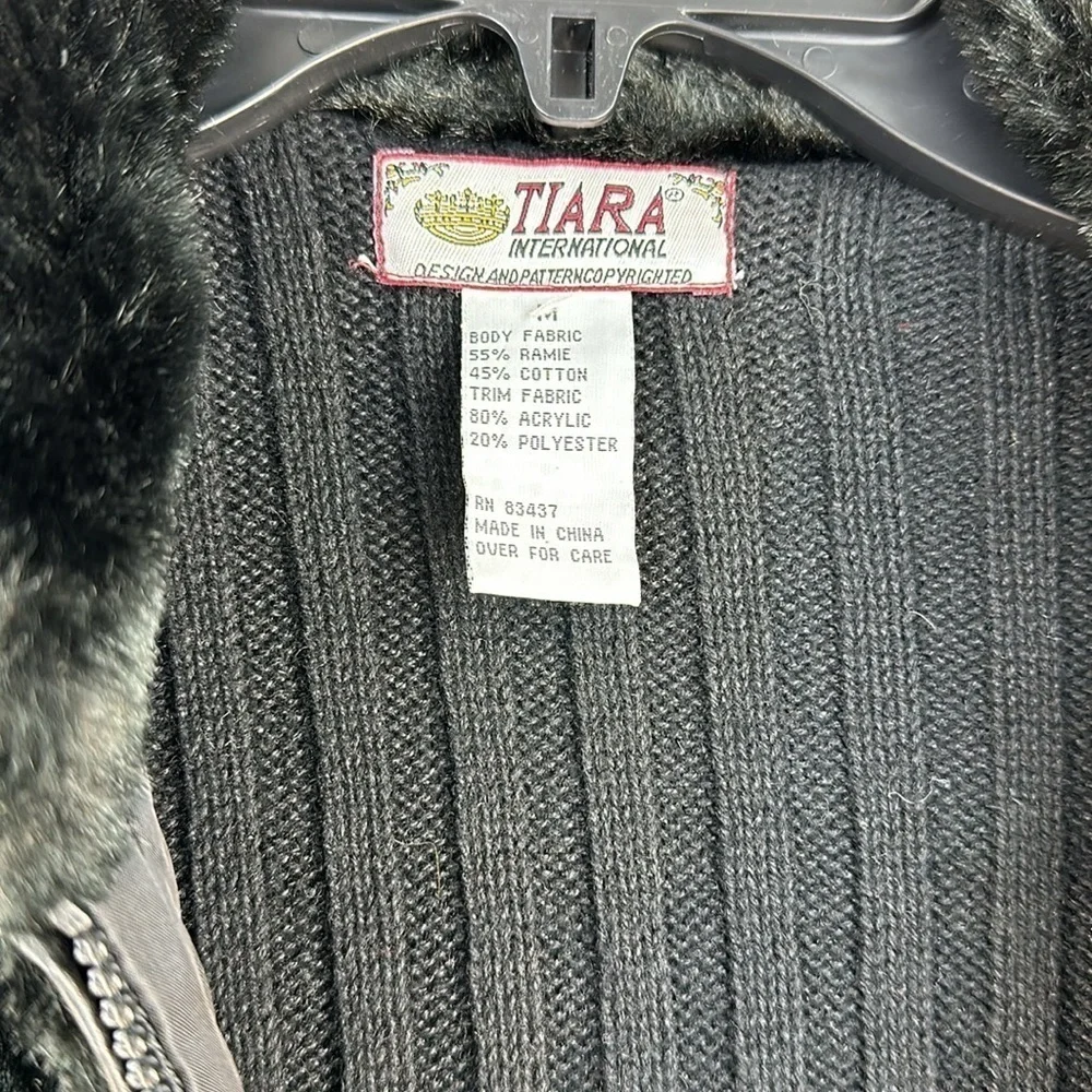 Tiara International Fur Knit Full Zip Cropped Jacket, M